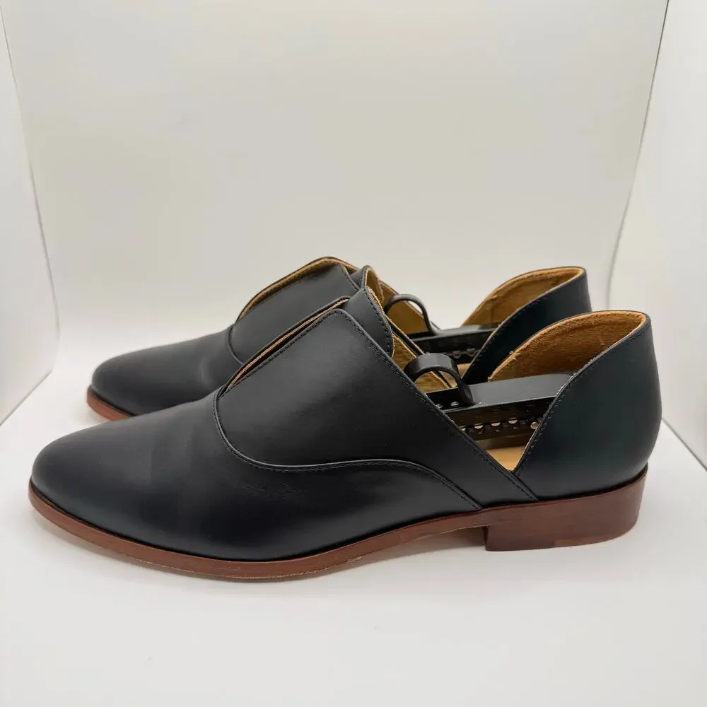 Nisolo Woman’s Emma‎ d’Orsay Oxford 2.0 Black Leather Slip On Shoes- Size 9.5